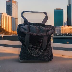 Victoria Secret Black Fuzzy Faux Fur Shoulder Tote Bag